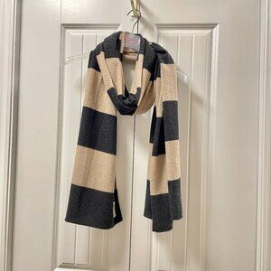 Babaton Aritzia Cashmere Merino Striped Scarf Oatmeal Charcoal